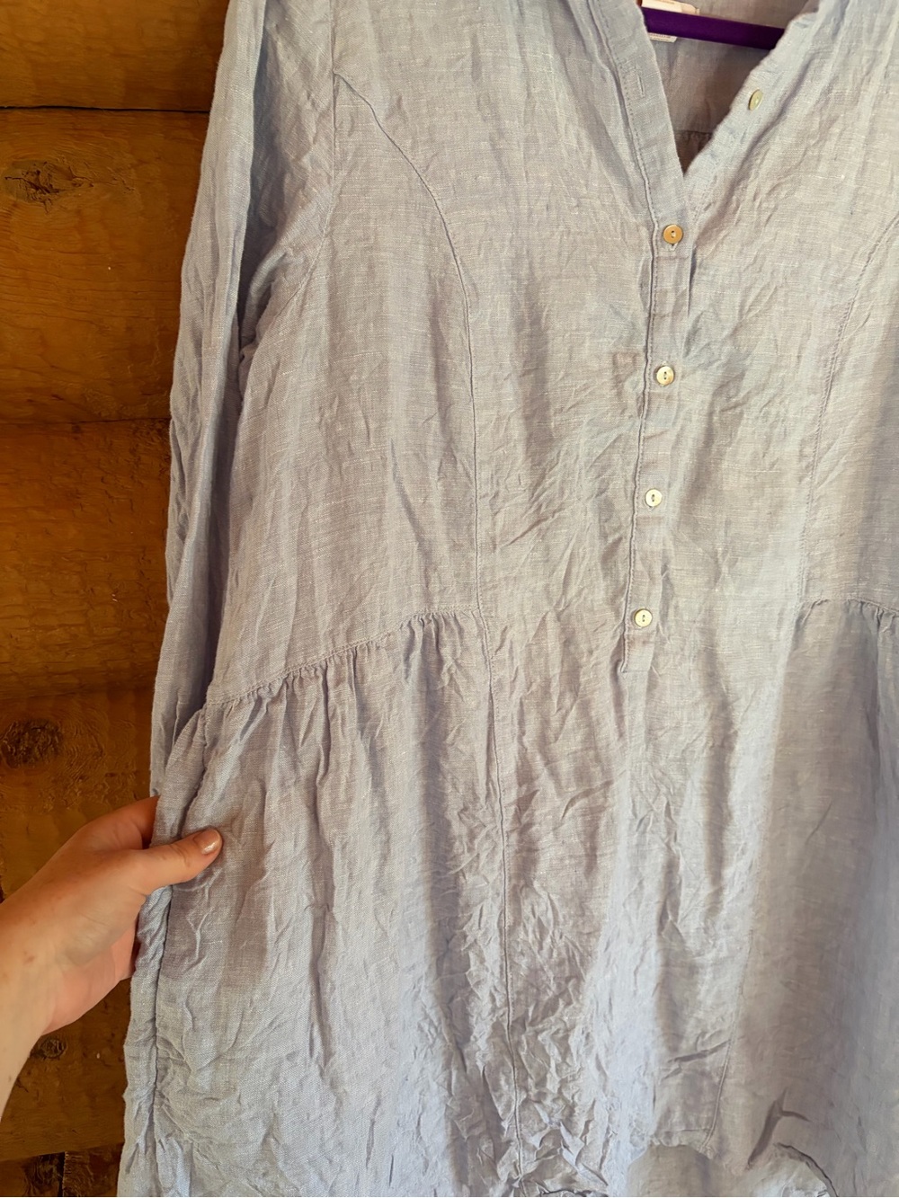 100% Linen H by Halston light blue linen dress - Picture 2 of 5